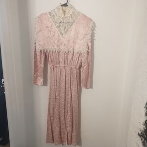 Scott McClintock Pink Dress with Lace Detail Trad Wife Prairie Size 7